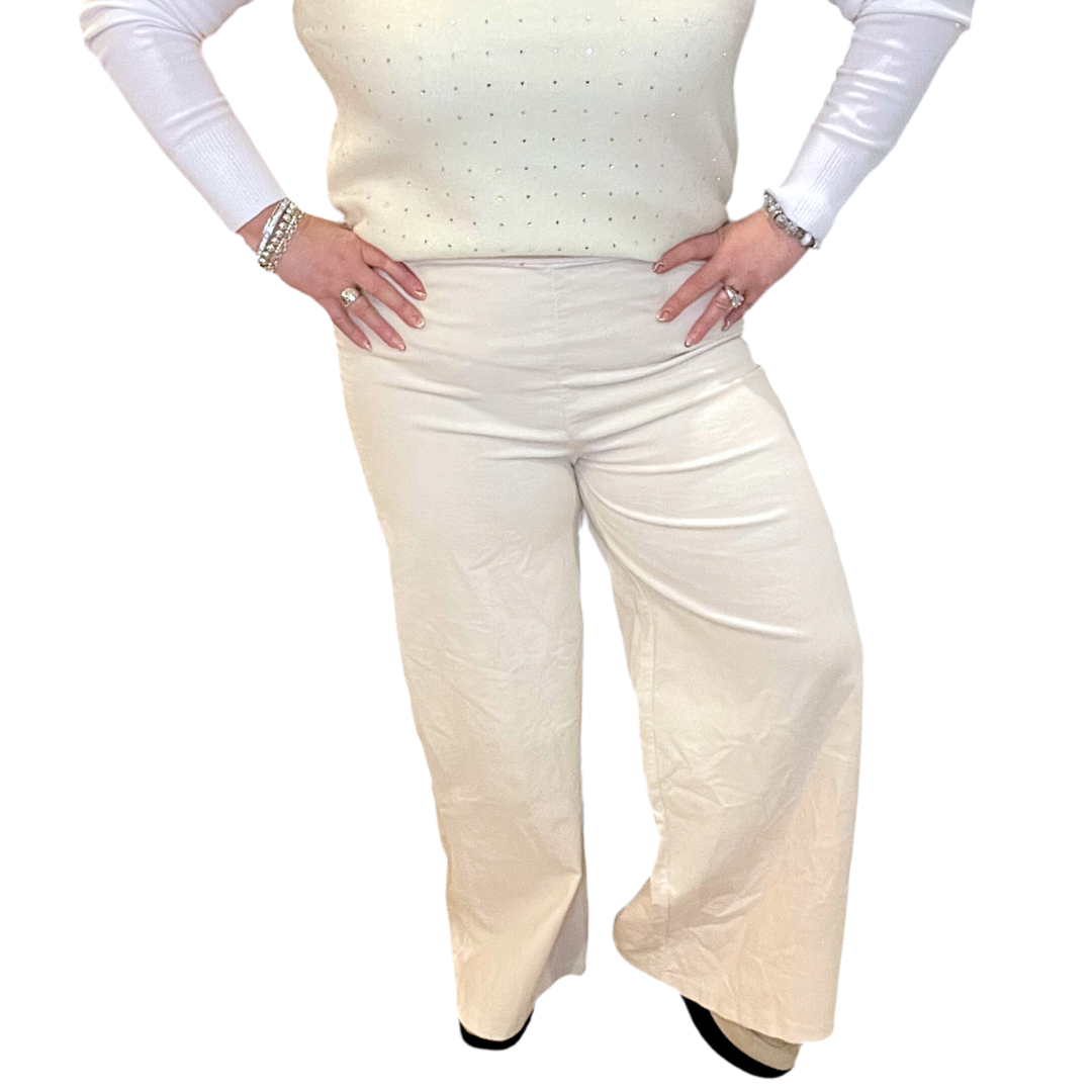 Angela Mara - Pull-On Wide Leg Corduroy Pants