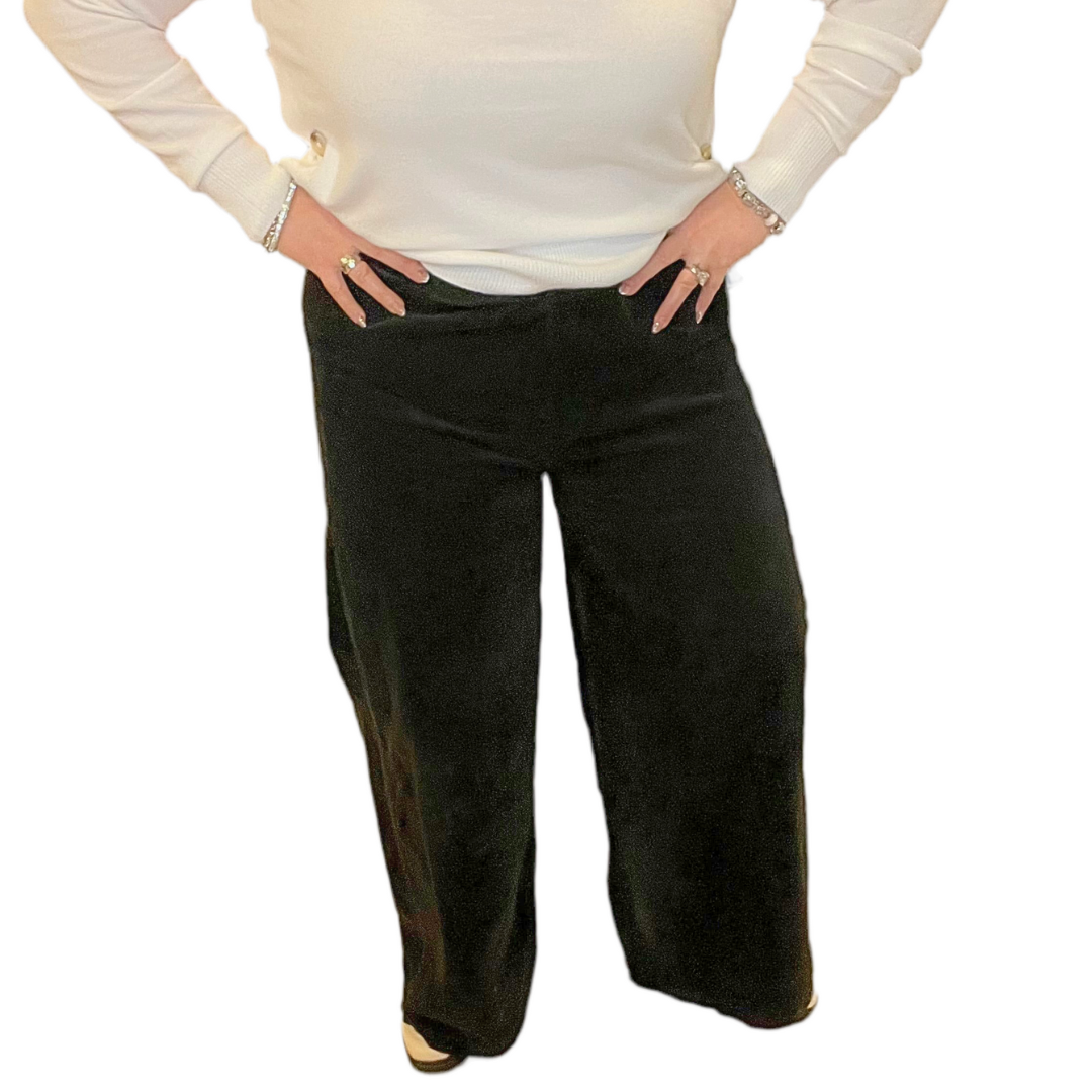 Angela Mara - Pull-On Wide Leg Corduroy Pants