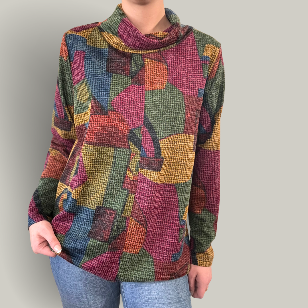 Lasania - Cowl Neck Patterned Top