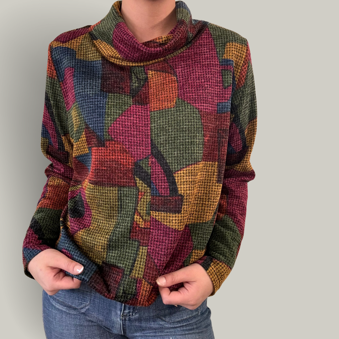 Lasania - Cowl Neck Patterned Top