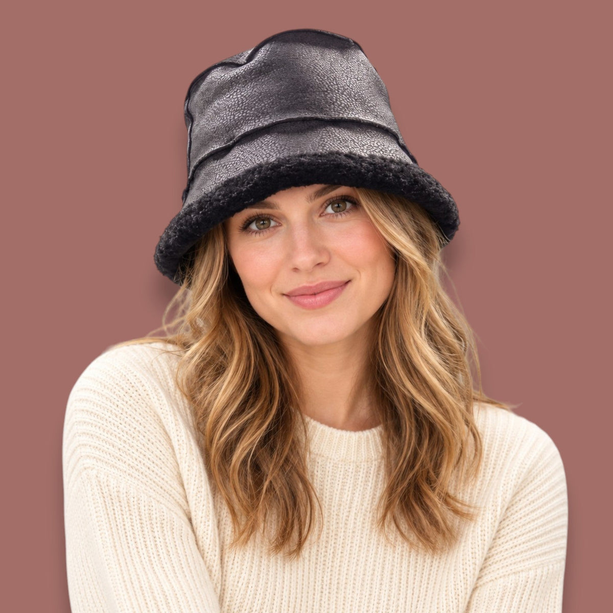 Audrey's - Textured Contrast-Brim Bucket Hat