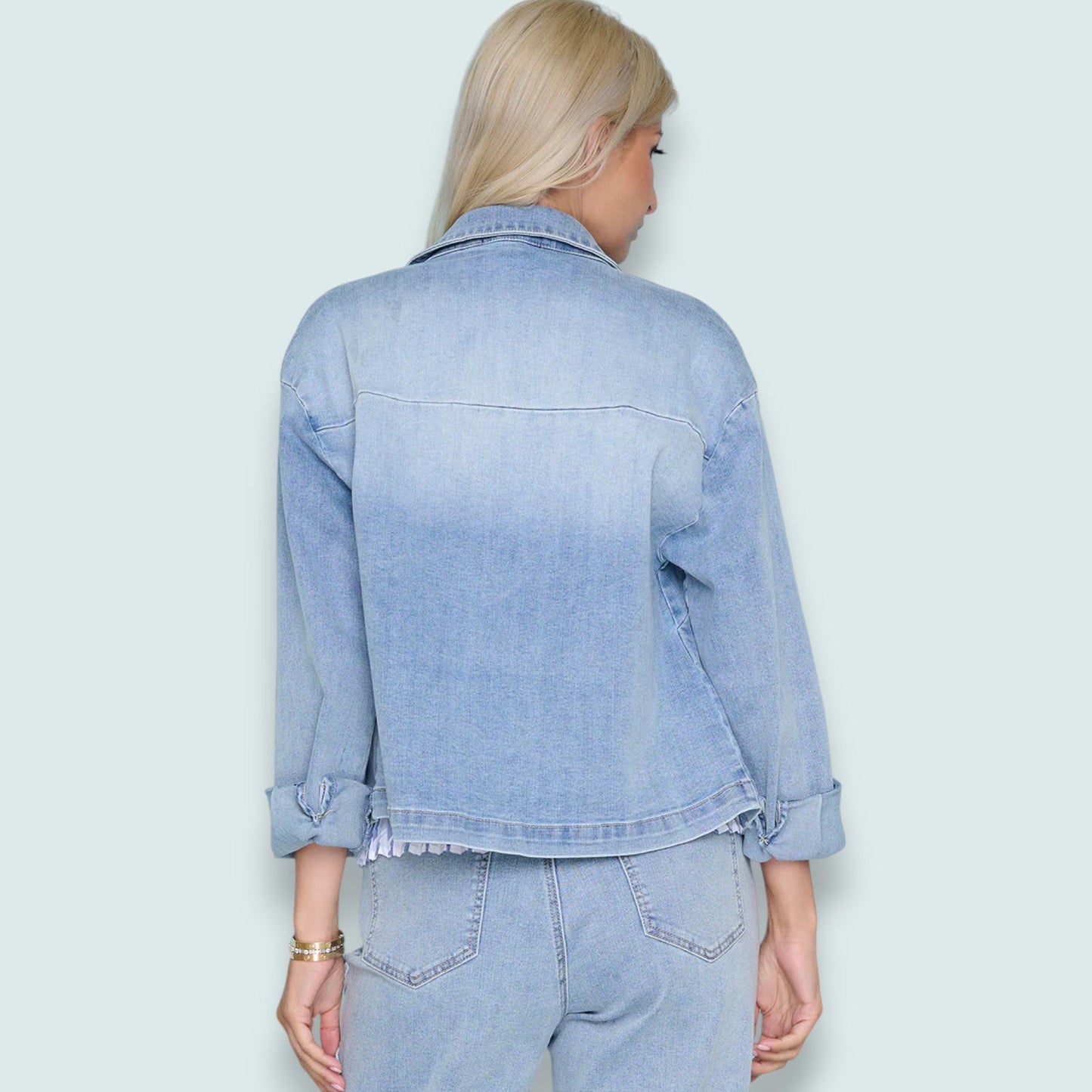 Picadilly - Floral Applique Denim Jacket