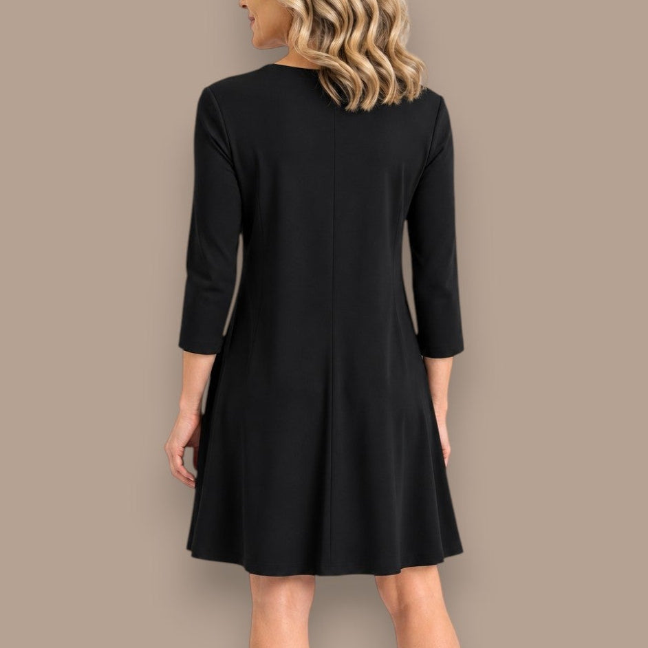 Soft Works - Classic V-Neck A-Line Dress with Pockets