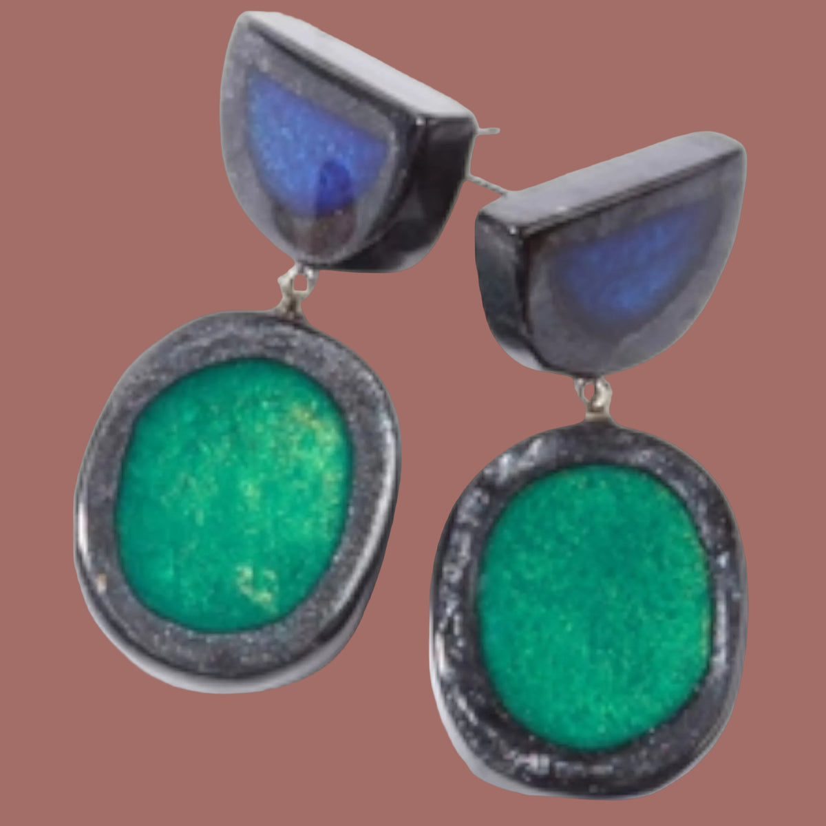 Zsiska - Dual-Stone Statement Drop Earrings