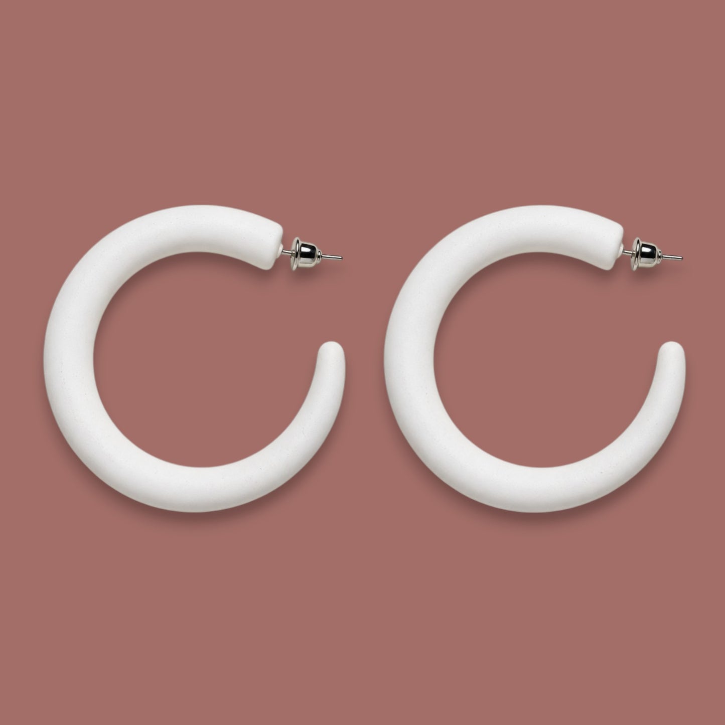 Jacqueline Kent - Matte White Chunky Hoop Earrings