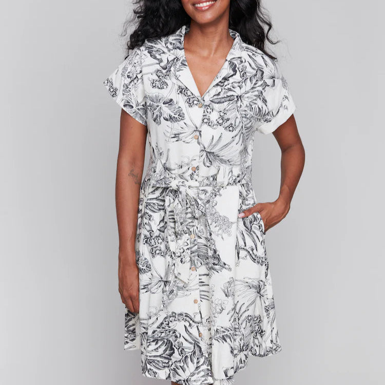 Charlie B - Button Front Belted Dress