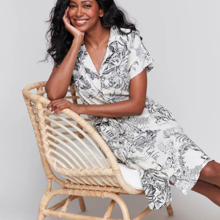 Charlie B - Button Front Belted Dress