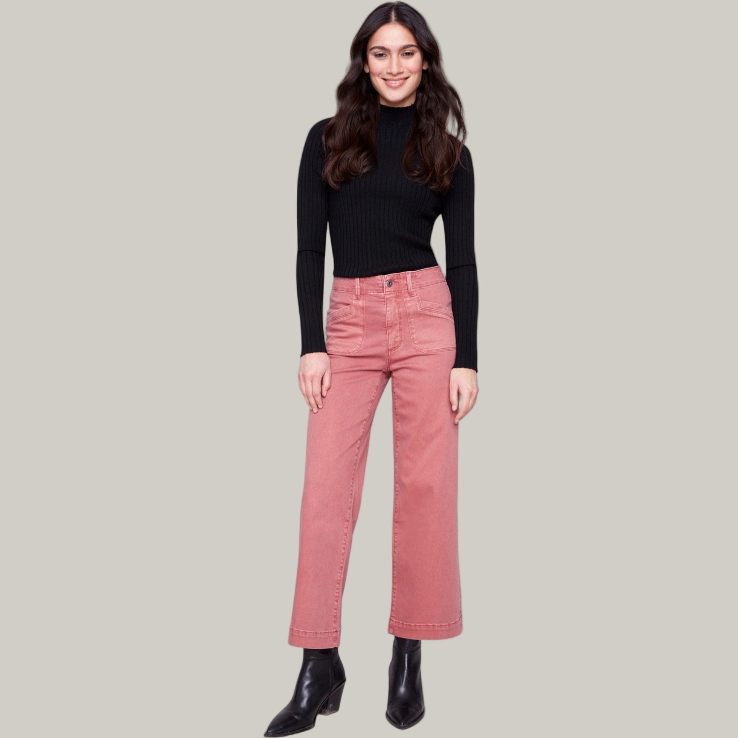 Charlie B - Cropped Wide Leg Stretch Twill Pants