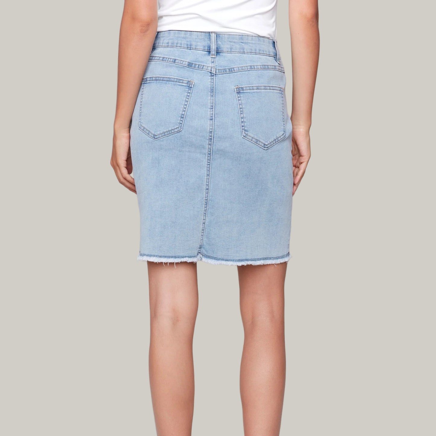 Charlie B - Stretch Denim Skort With Frayed Hem