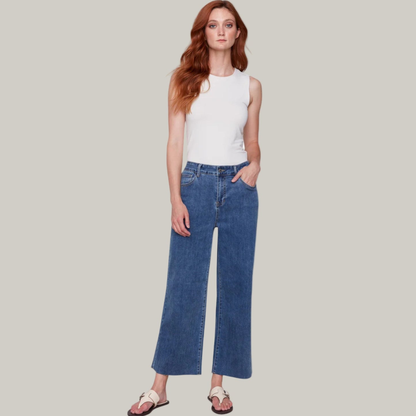 Charlie B - Flared Pants With Raw Edge