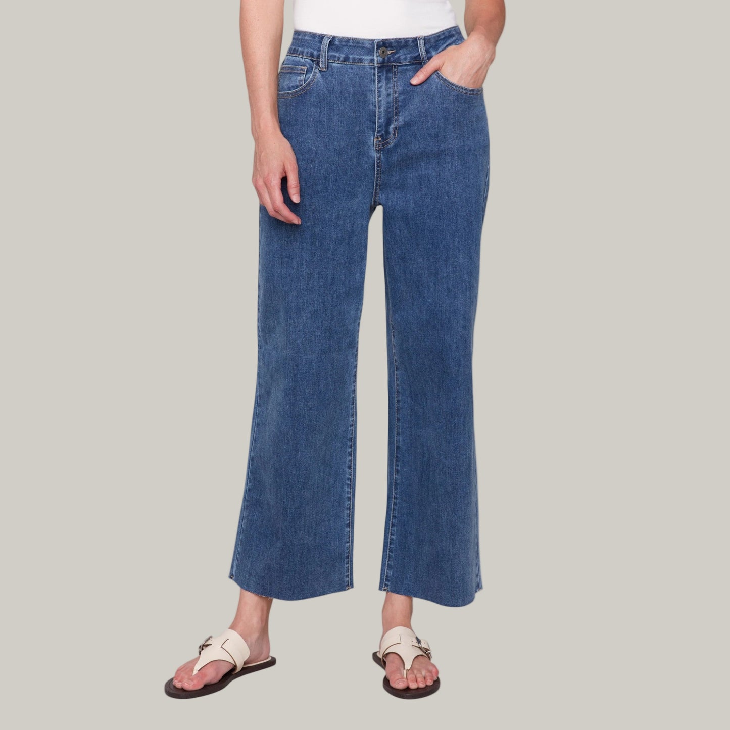 Charlie B - Flared Pants With Raw Edge