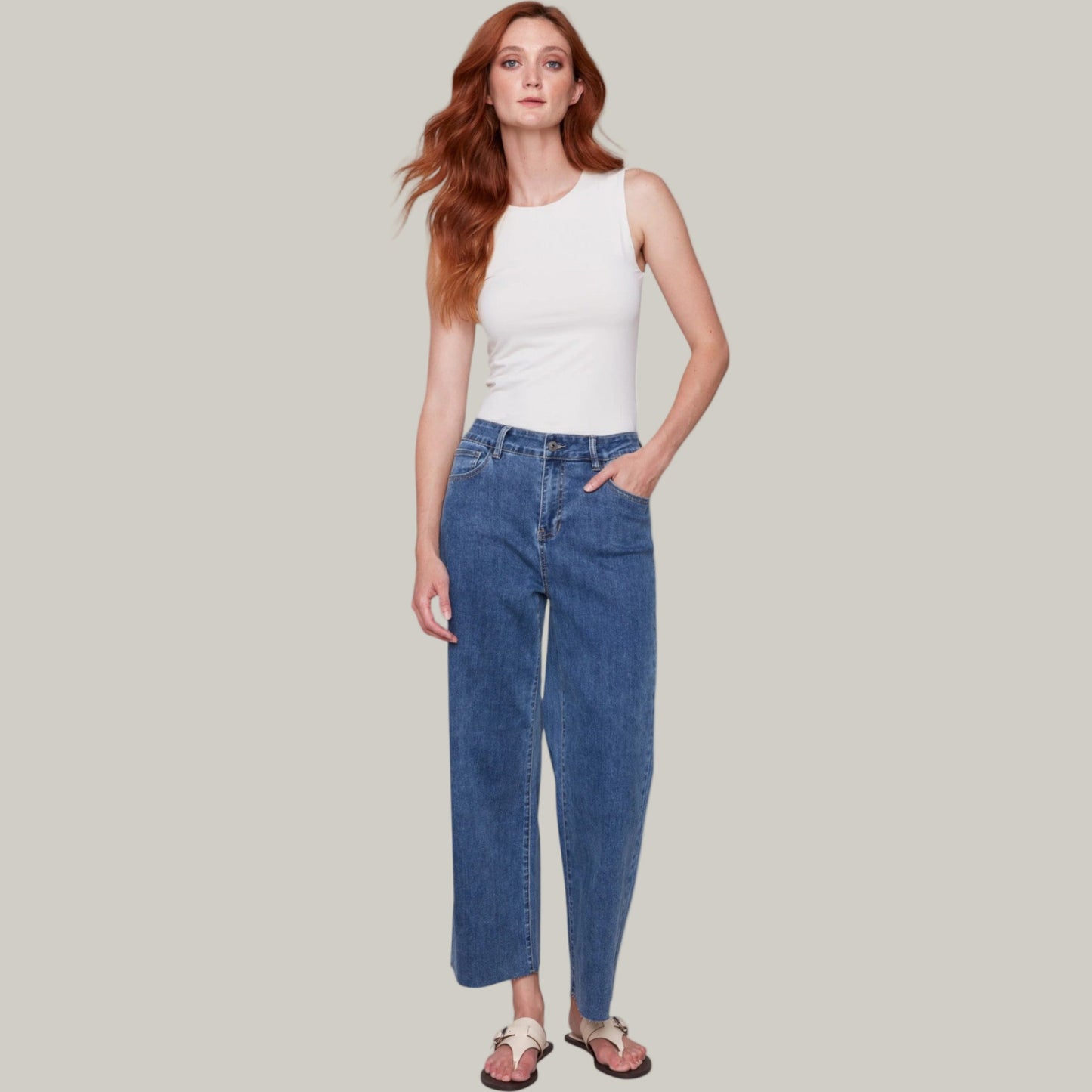 Charlie B - Flared Pants With Raw Edge