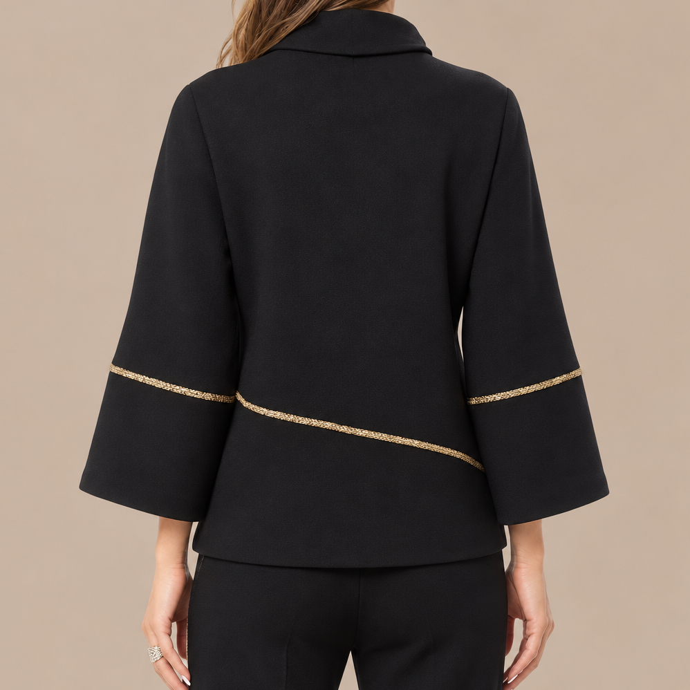 Pure - Metallic Trim Mock Neck Top