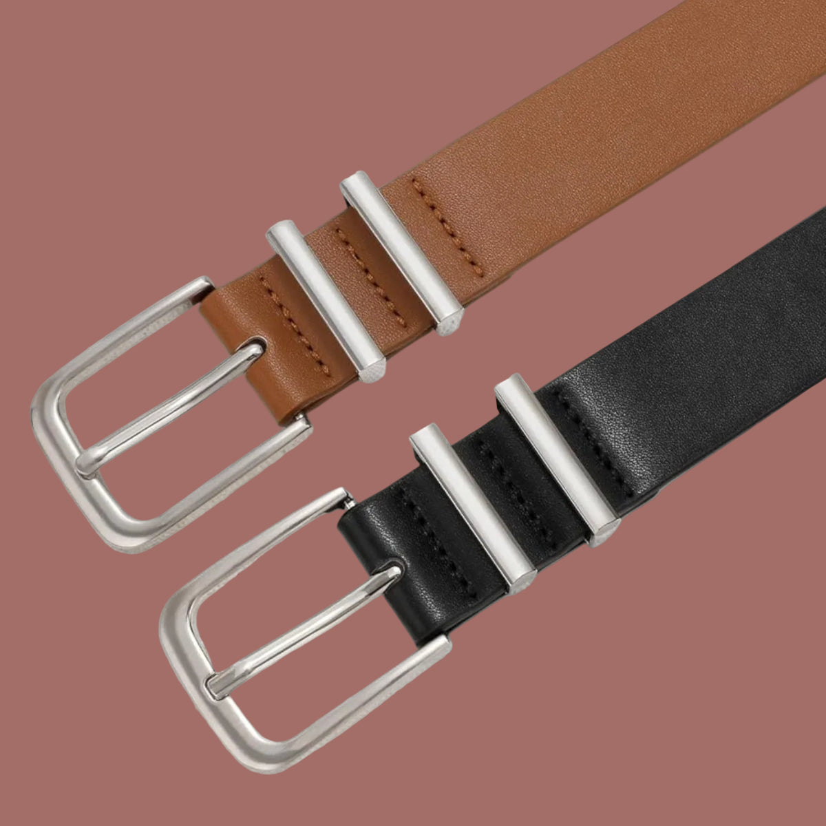 Audrey's - Essential Faux Leather Belt With Silver Buckle