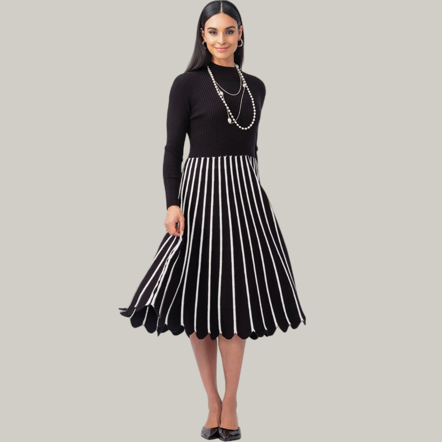 Elena Wang - Knit Scallop Skirt Dress