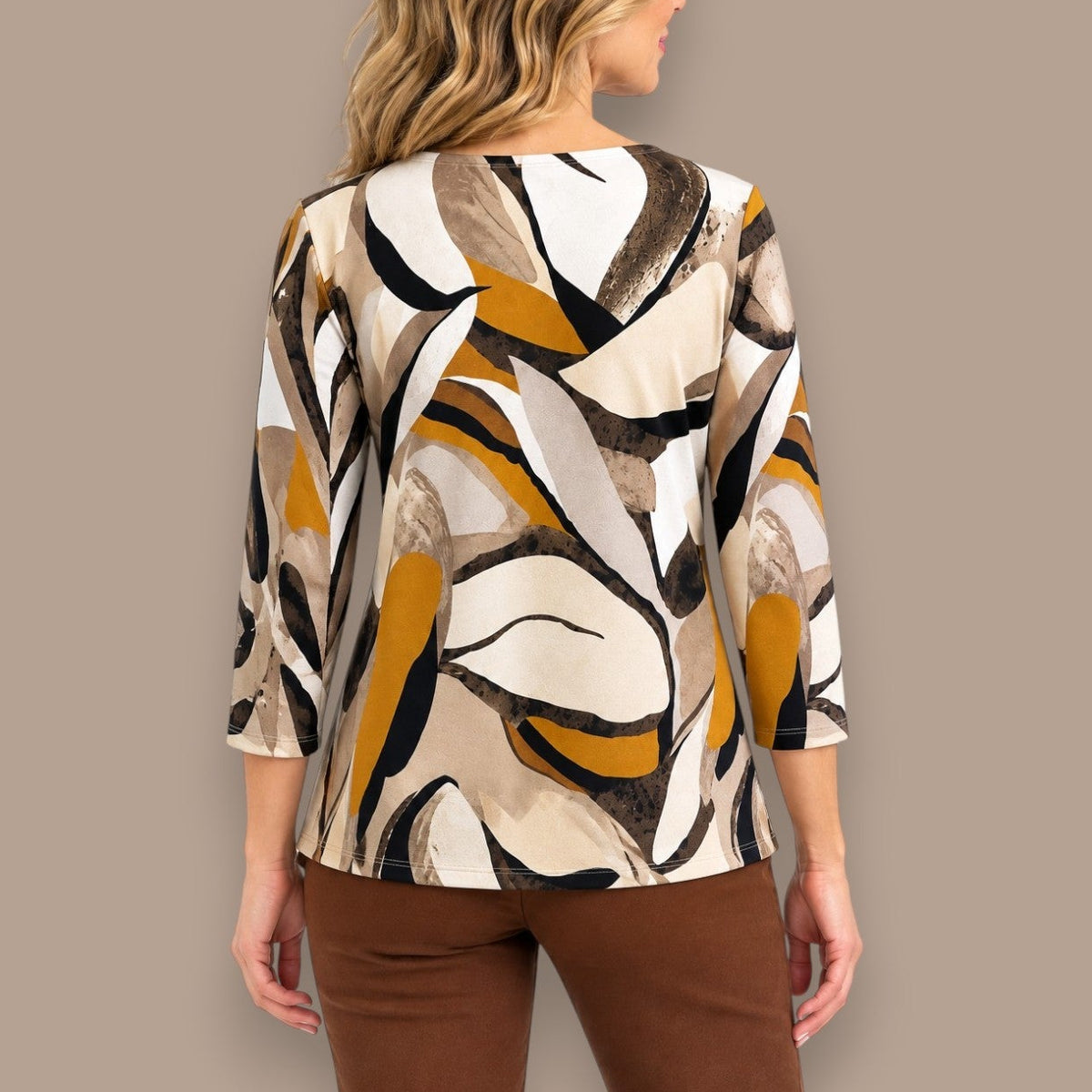 Soft Works - Abstract Print V-Neck Top