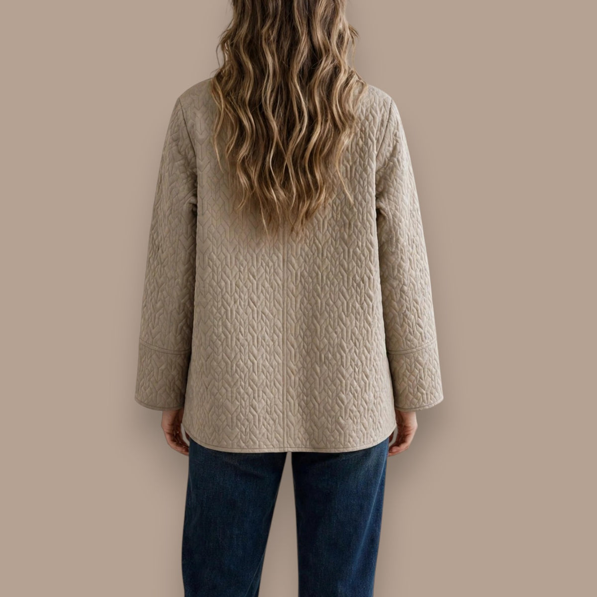 Pure - Quilted Mock Neck Button Detail Top