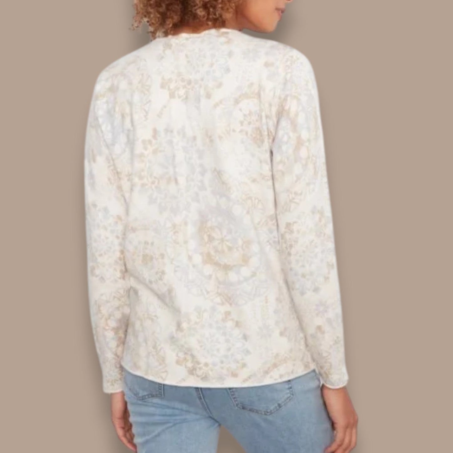 Charlie B - Printed V-Neck Knit Sweater