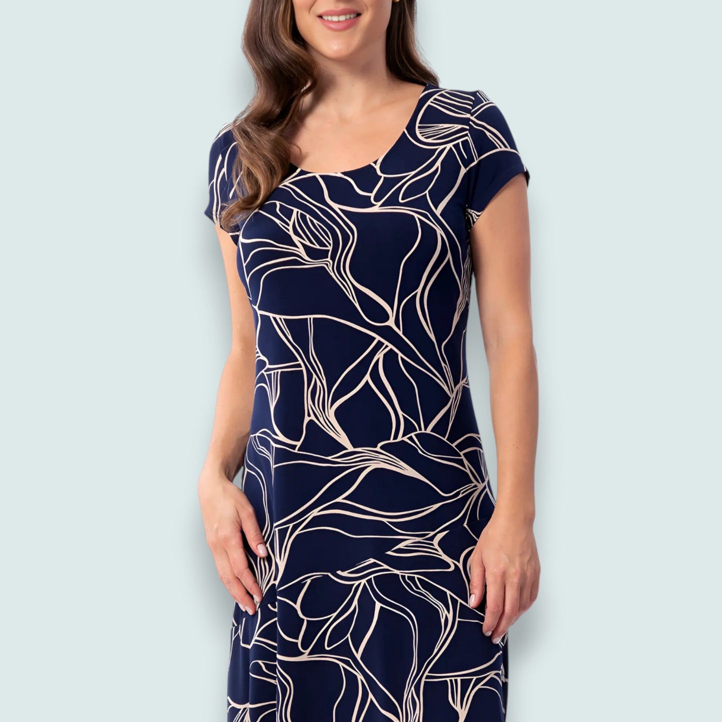 Bali - Navy Abstract Print Shift Dress