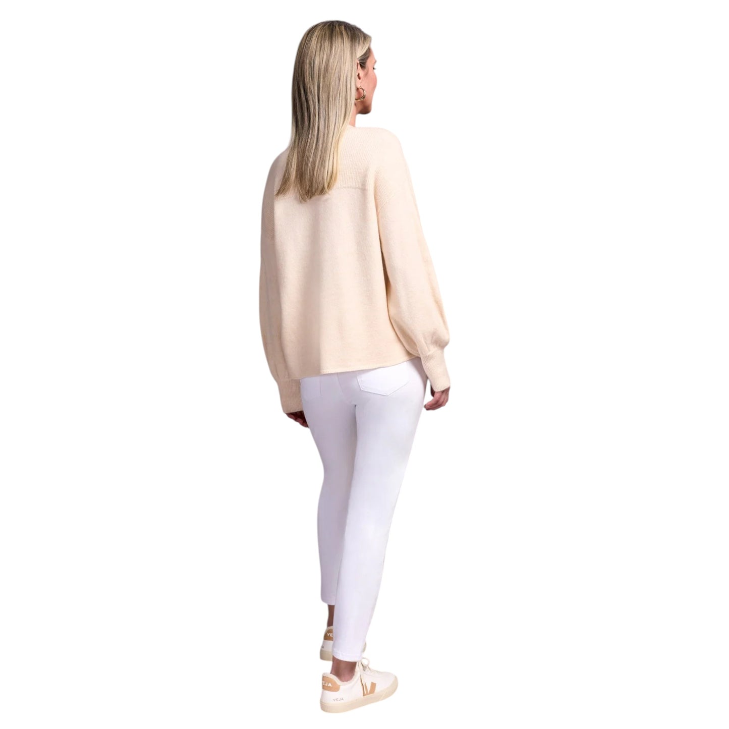 Tribal - Mandarin Collar Long Puff Sleeve Sweater