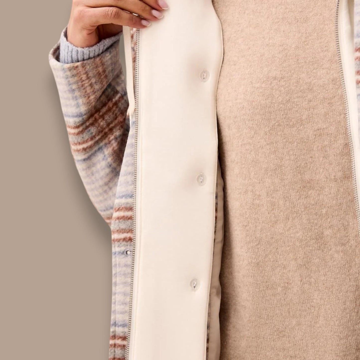 Tribal - Plaid Car Coat With Removable Fooler Hoodie