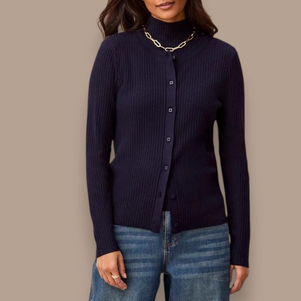 Tribal - Ribbed Button-Front Sweater Cardigan