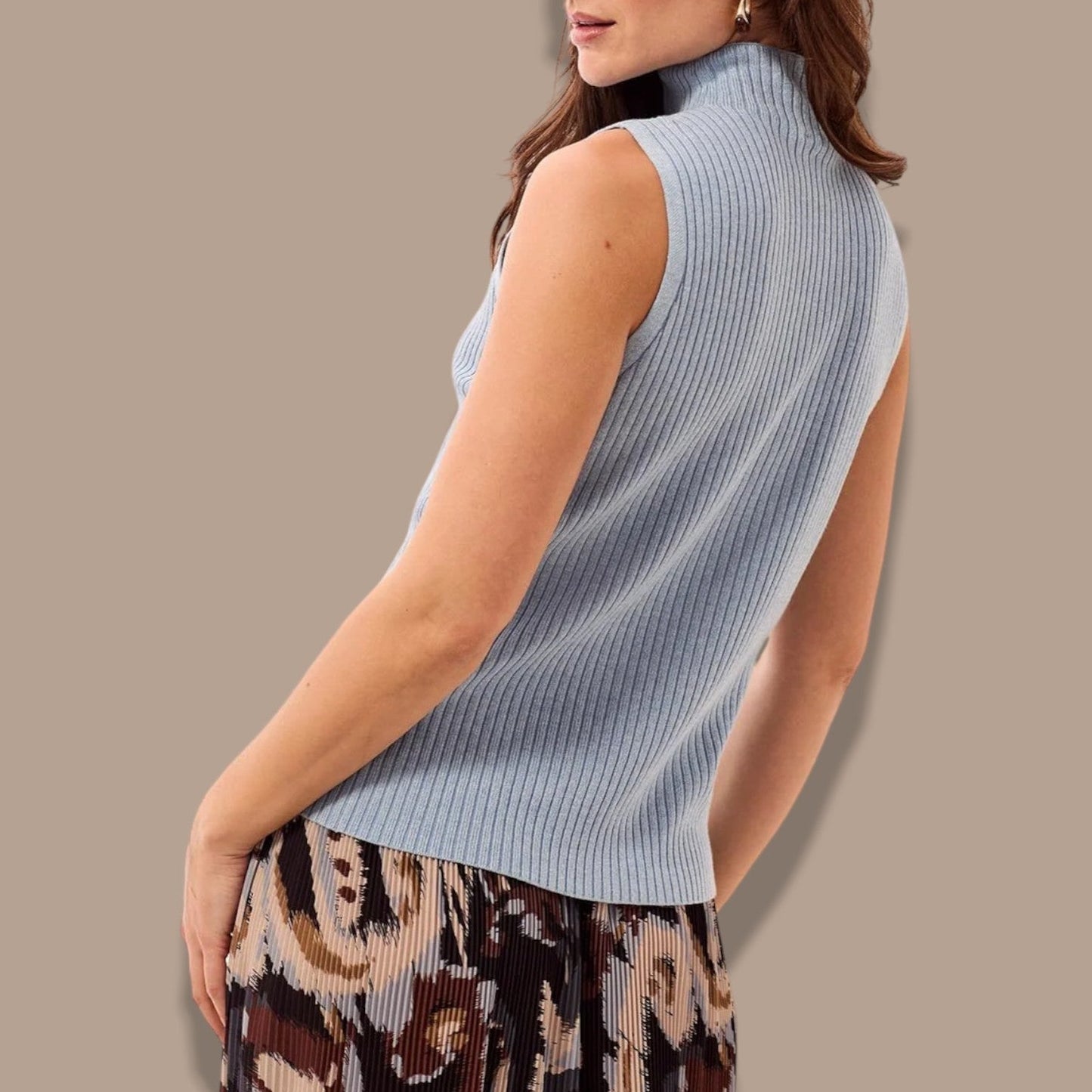 Tribal - Ribbed Funnel Neck Sleeveless Knit Tank