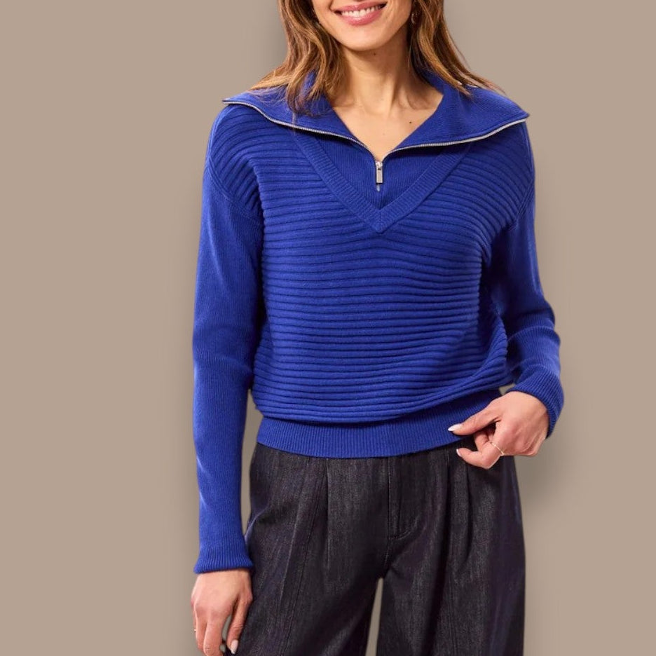 Tribal - Soft Zip-Up V-Neck Sweater
