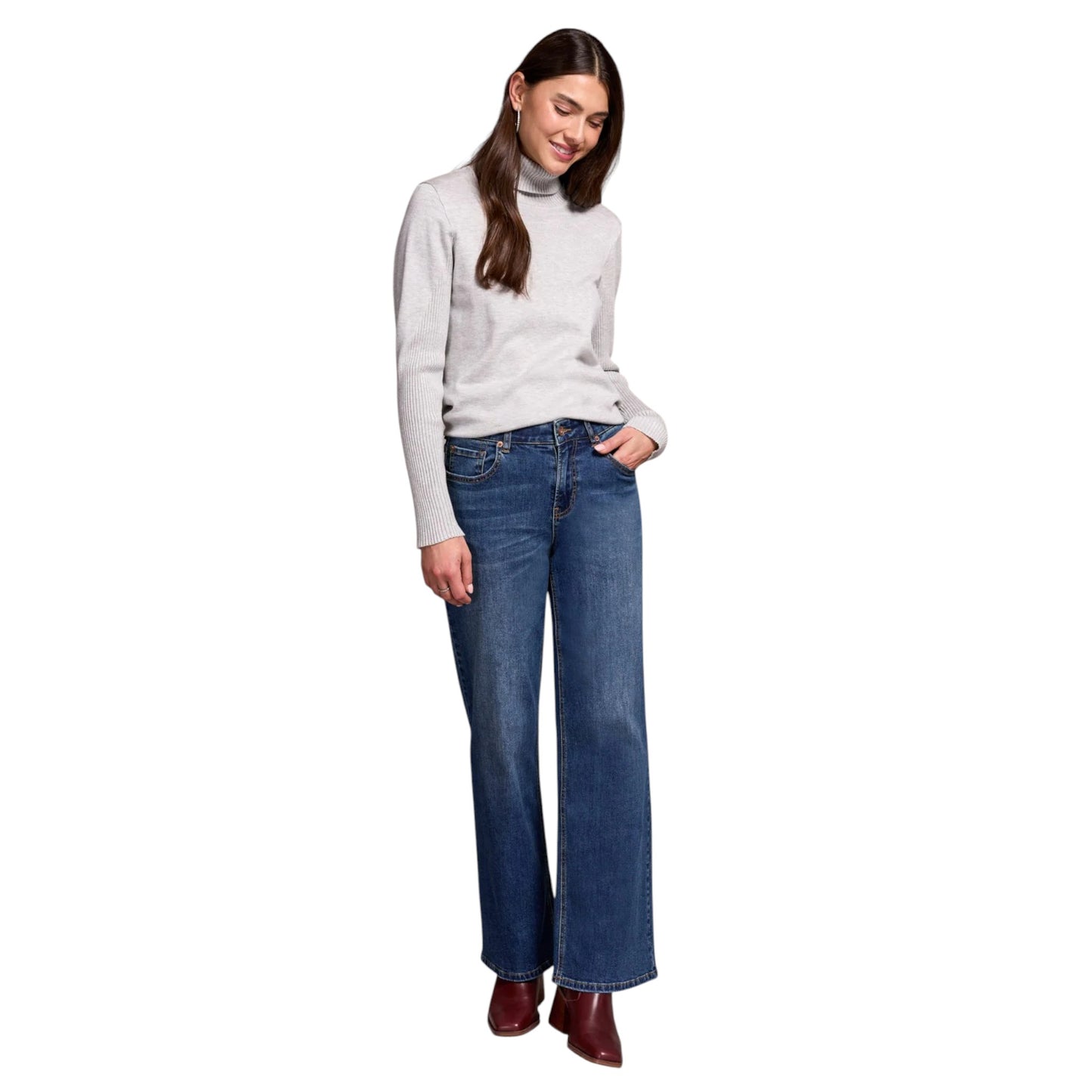 Tribal - Sophia Curvy Hugging Wide Leg Jeans