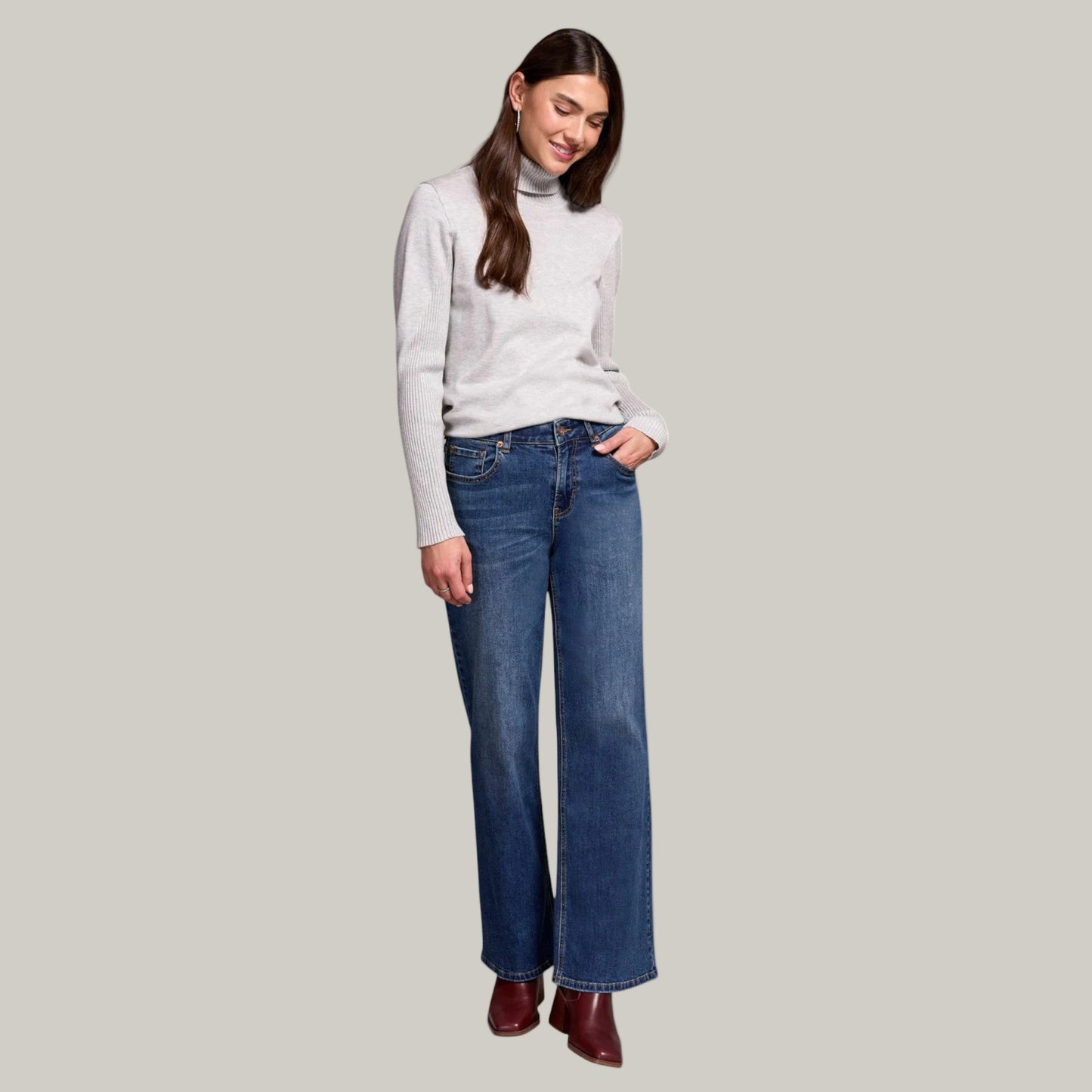 Tribal - Sophia Curvy Hugging Wide Leg Jeans