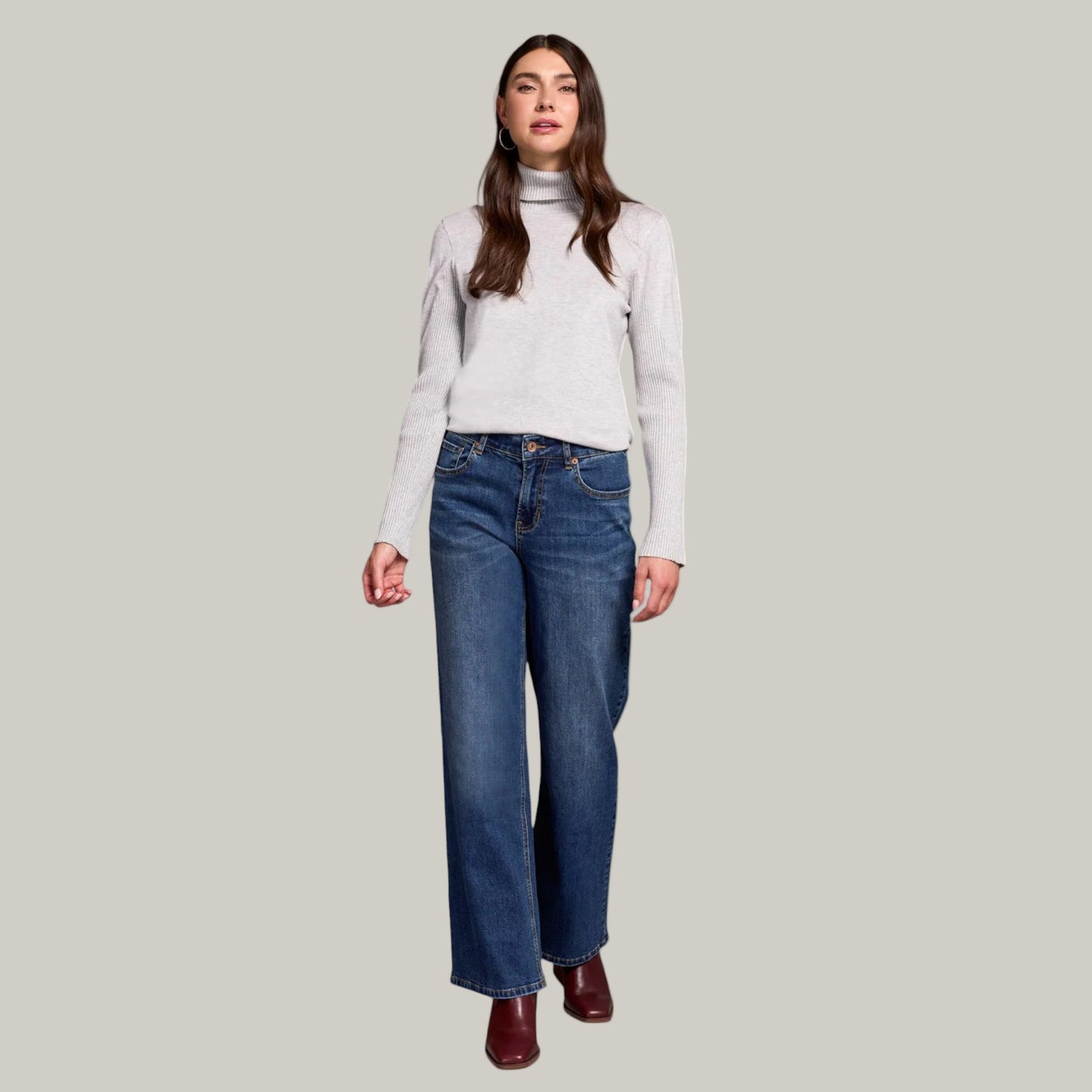 Tribal - Sophia Curvy Hugging Wide Leg Jeans