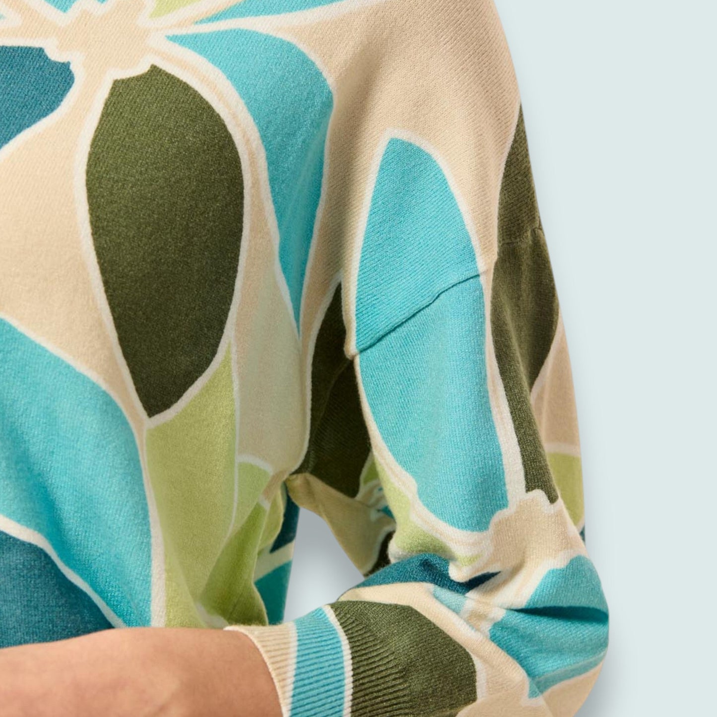 Tribal - Three-Quarter Sleeve Crewneck Sweater