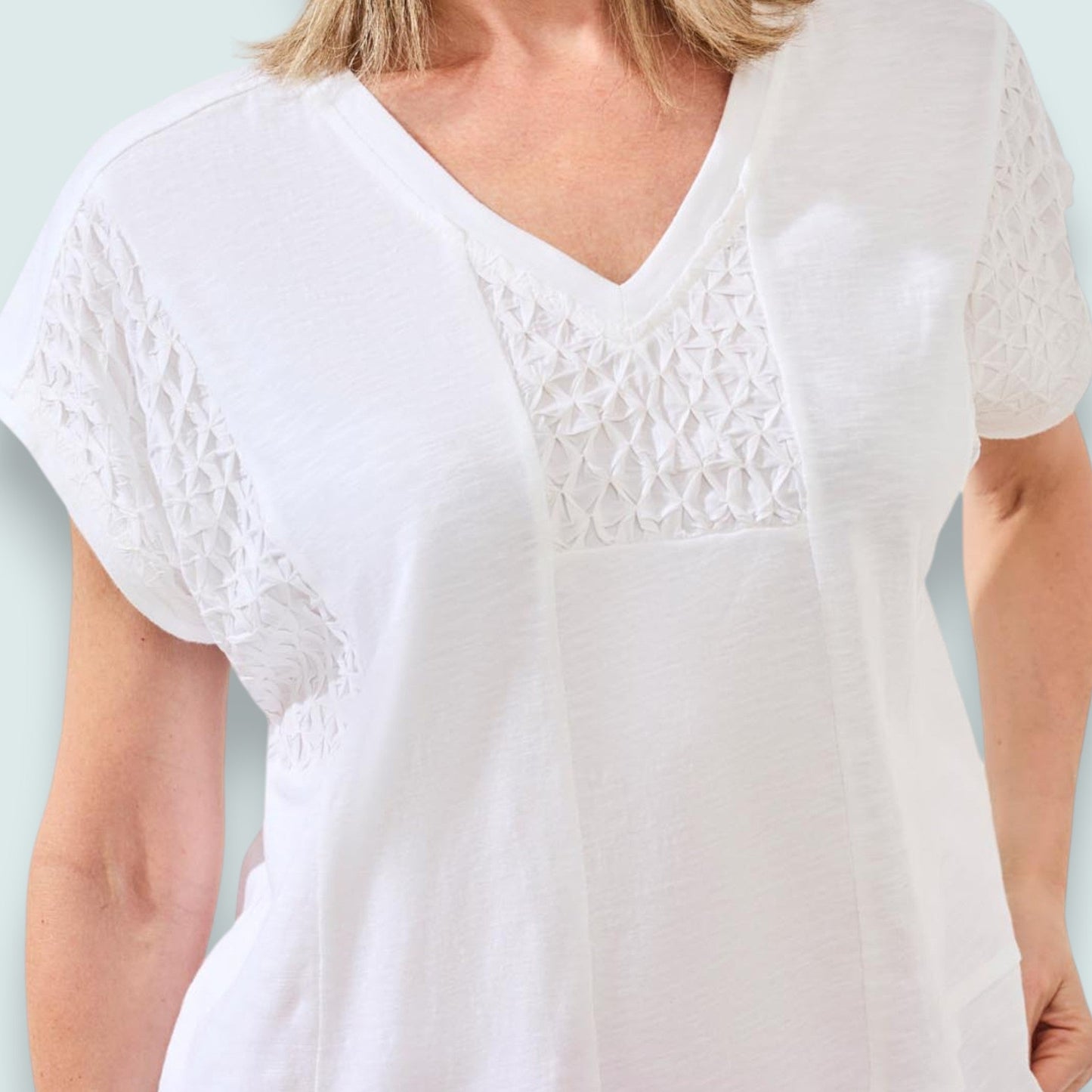 Tribal - Slub Knit V-Neck Cap Sleeve Top