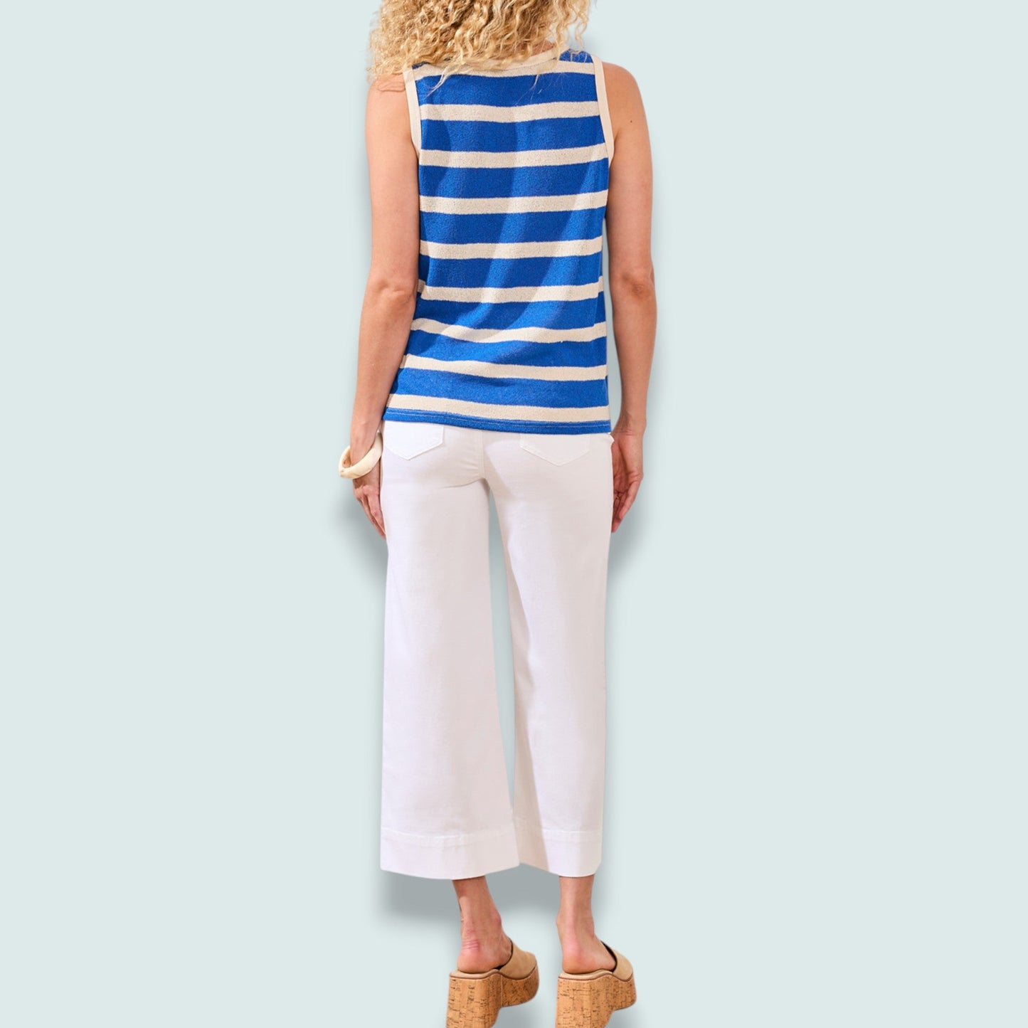 Tribal - Terry Cloth Stripe Crew Neck Tank