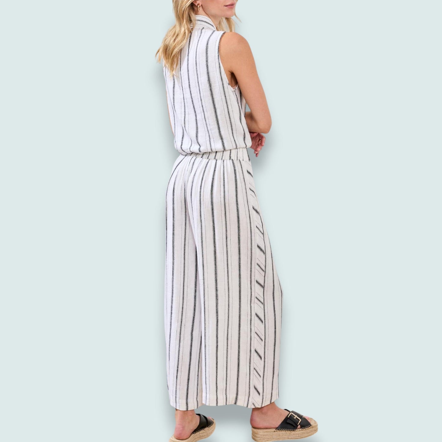 Tribal - Striped Wide-Leg Cropped Pant