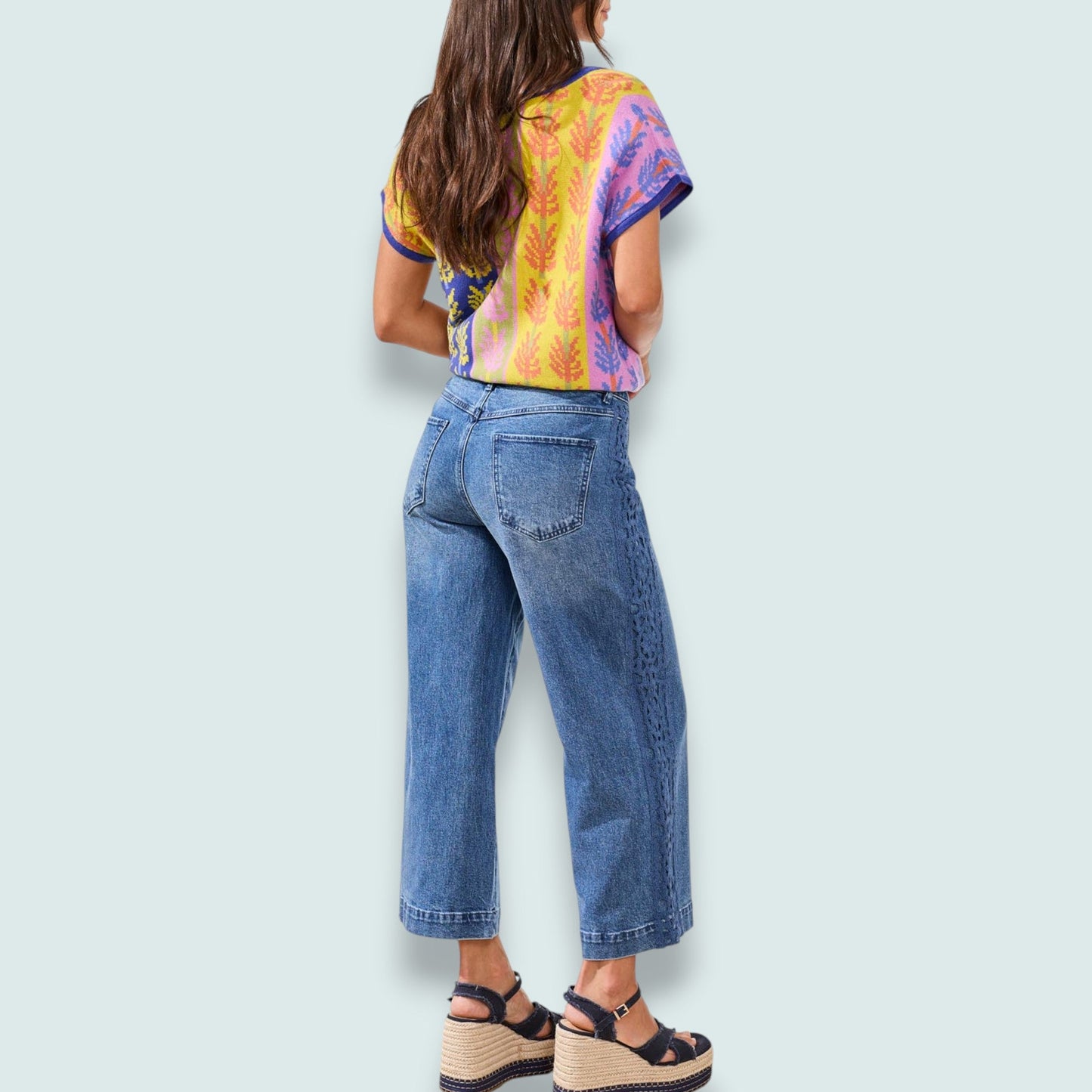 Tribal - Audrey Wide Crop Jean with Side Detail