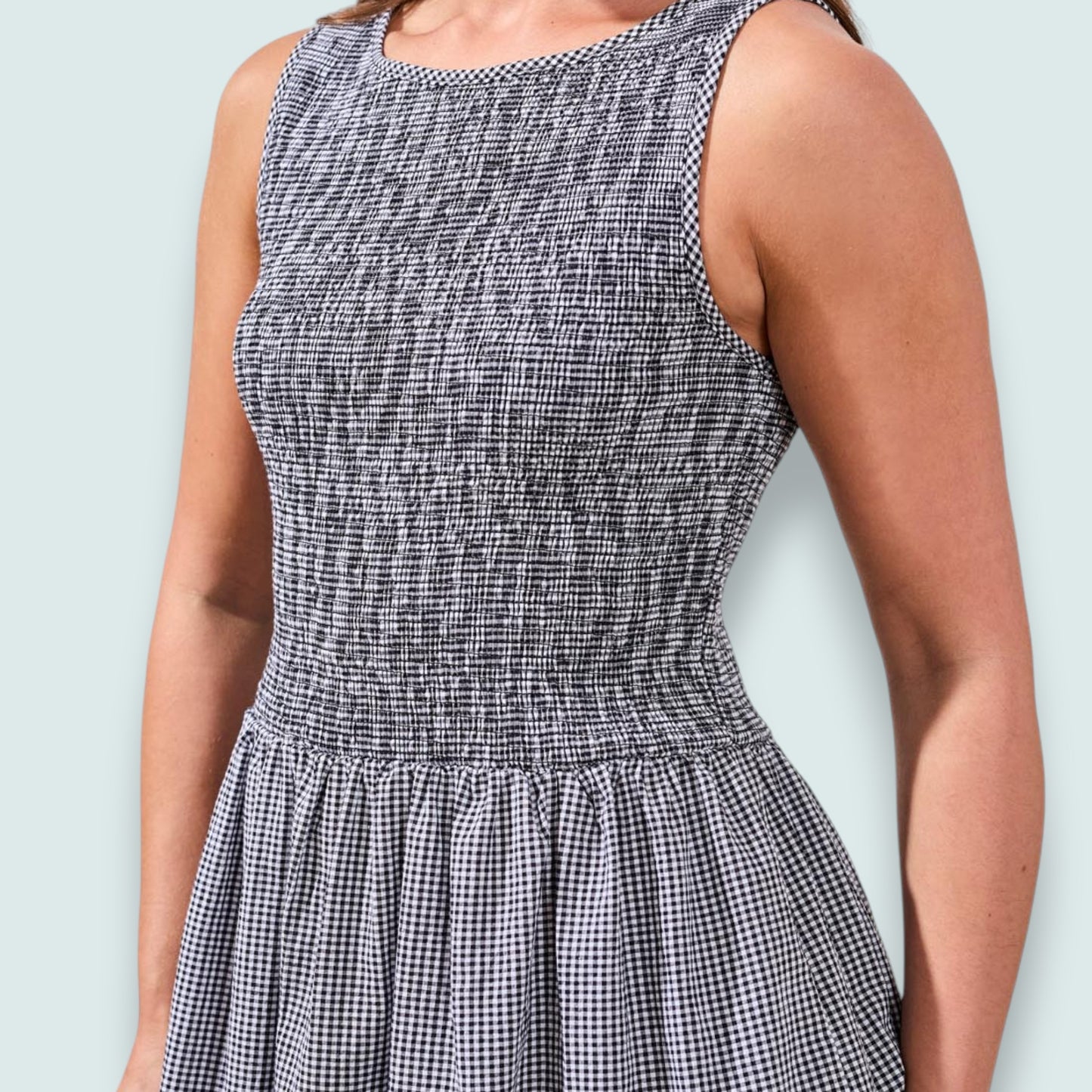Tribal - Gingham Smocked-Bodice Midi Dress