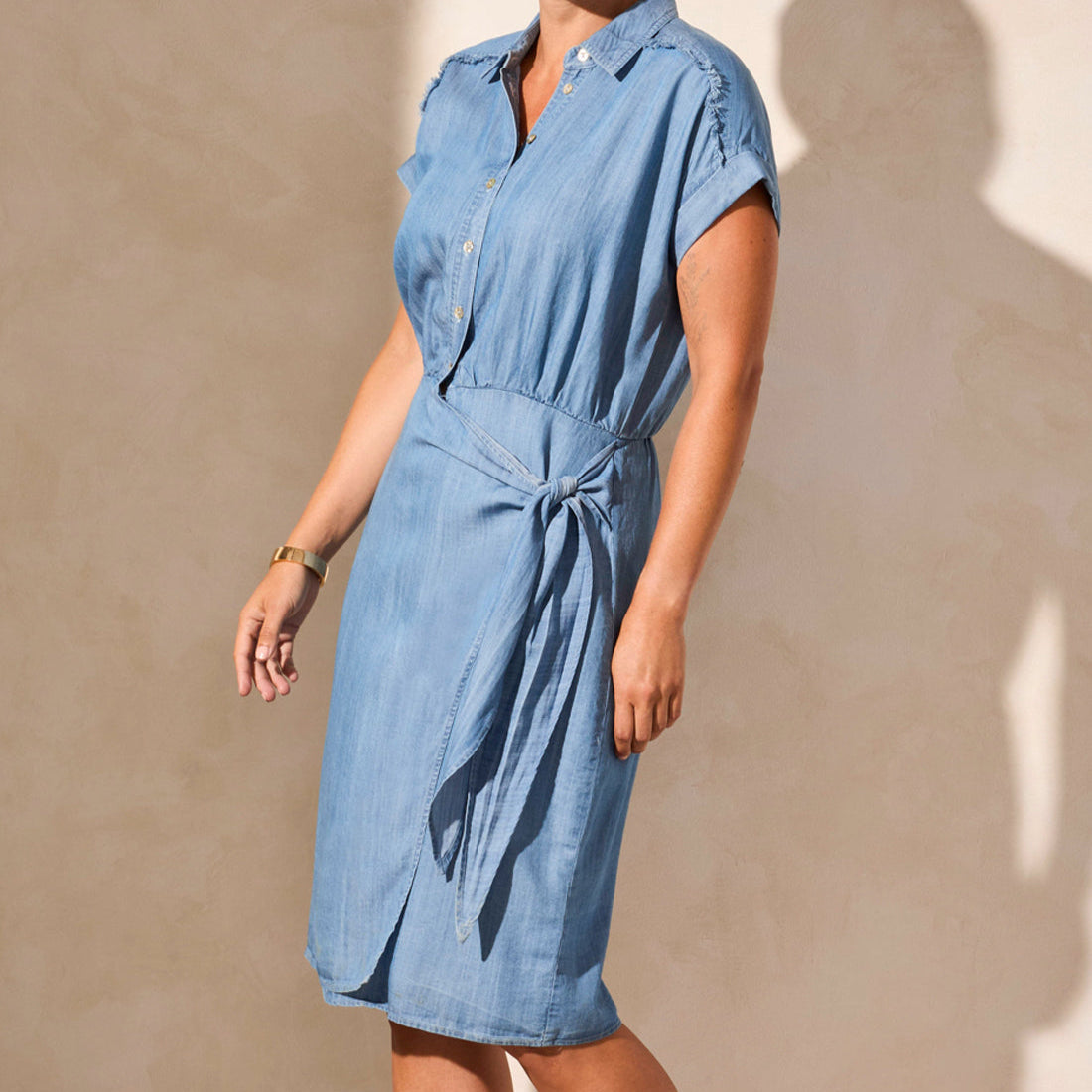 Tribal - Jean Shirt Dress With Side Wrap