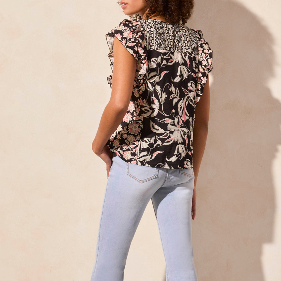 Tribal - Patterned Notch Neck Blouse