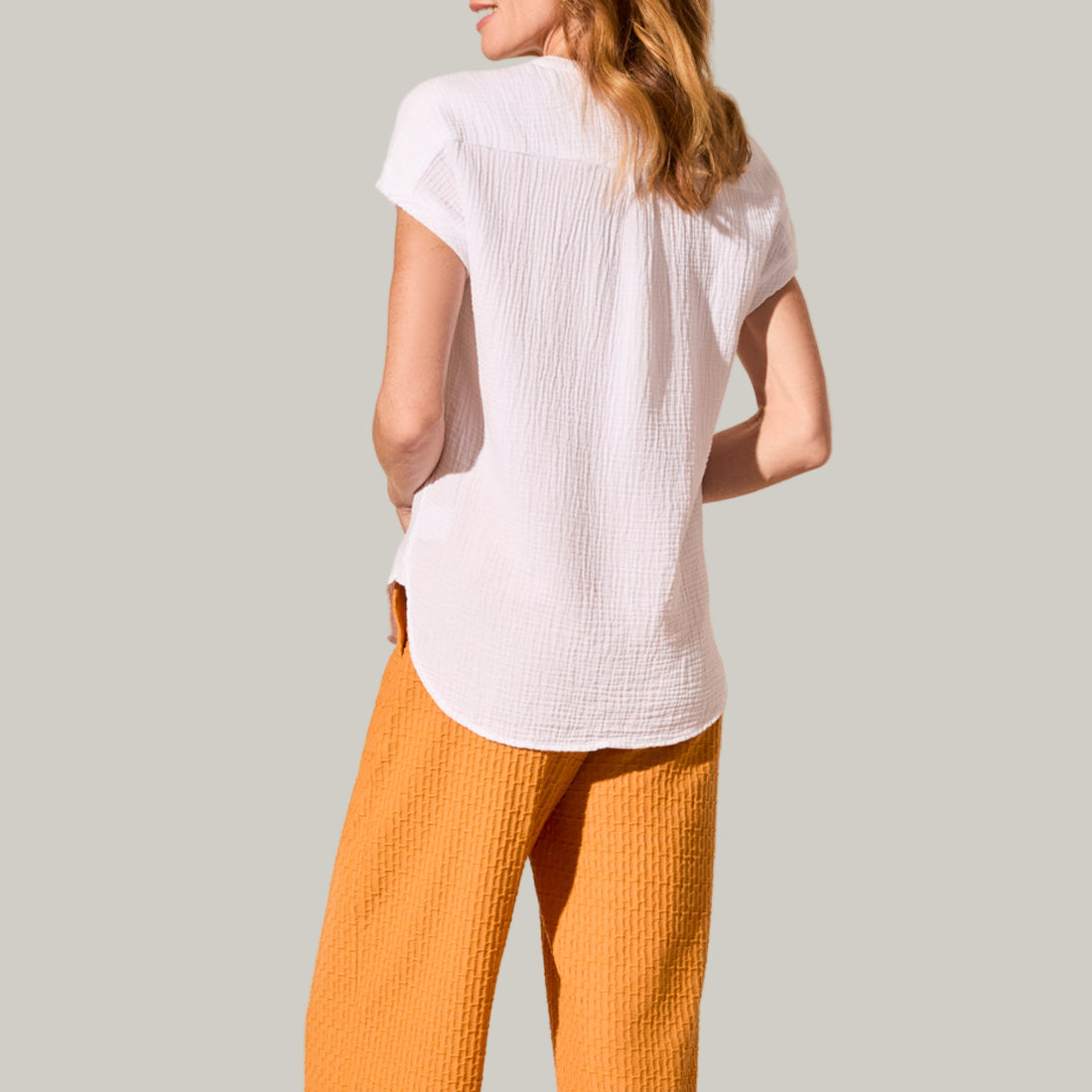 Tribal - Vintage Wash Cotton Gauze Cap Sleeve Top
