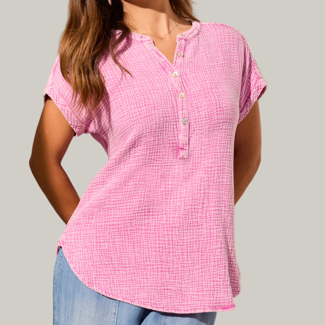 Tribal - Vintage Wash Cotton Gauze Cap Sleeve Top