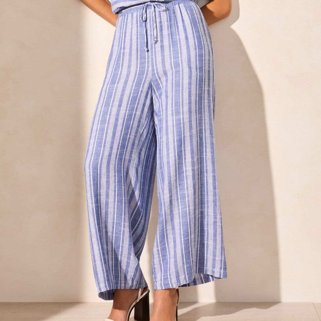 Tribal - Striped Flowy Cropped Pants