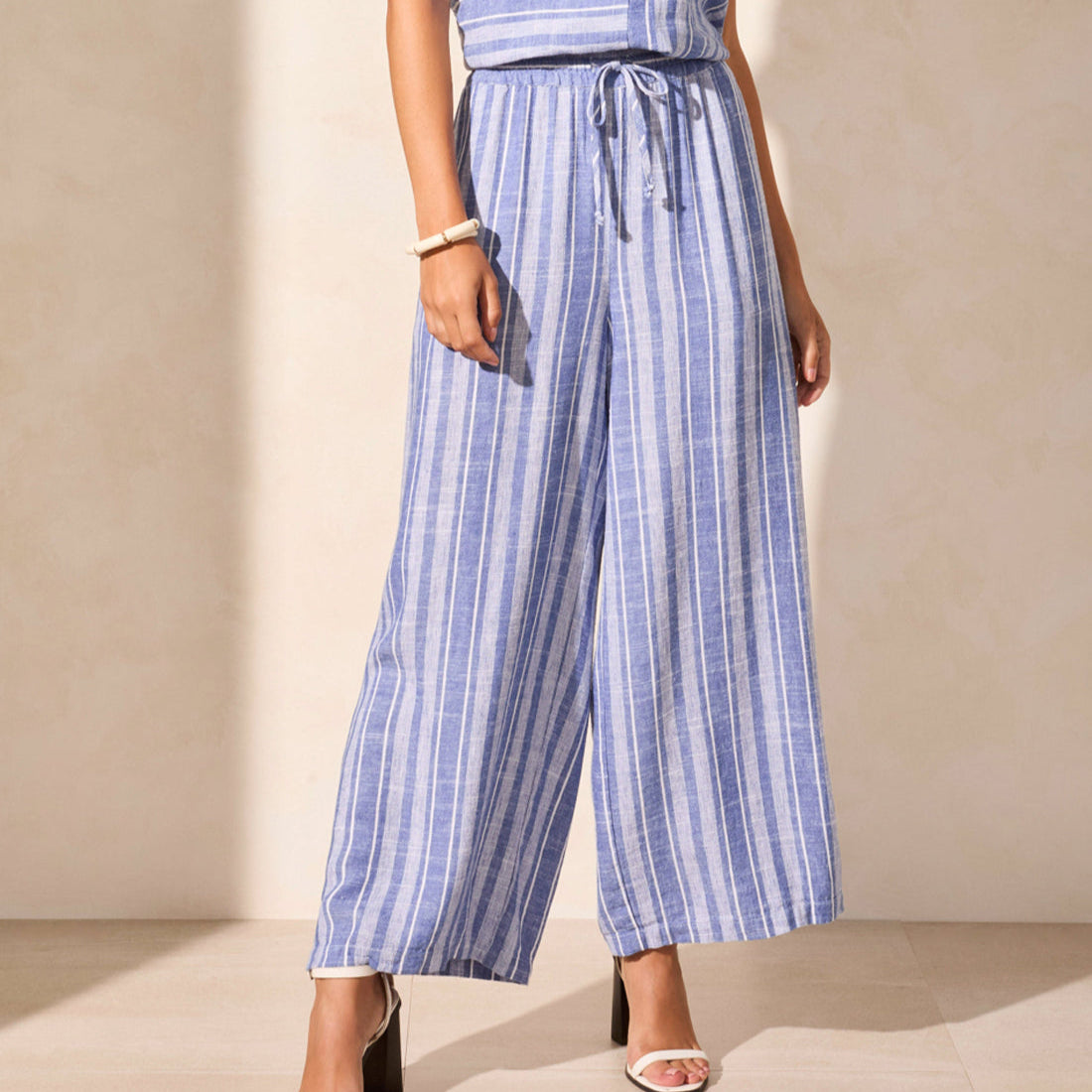 Tribal - Striped Flowy Cropped Pants