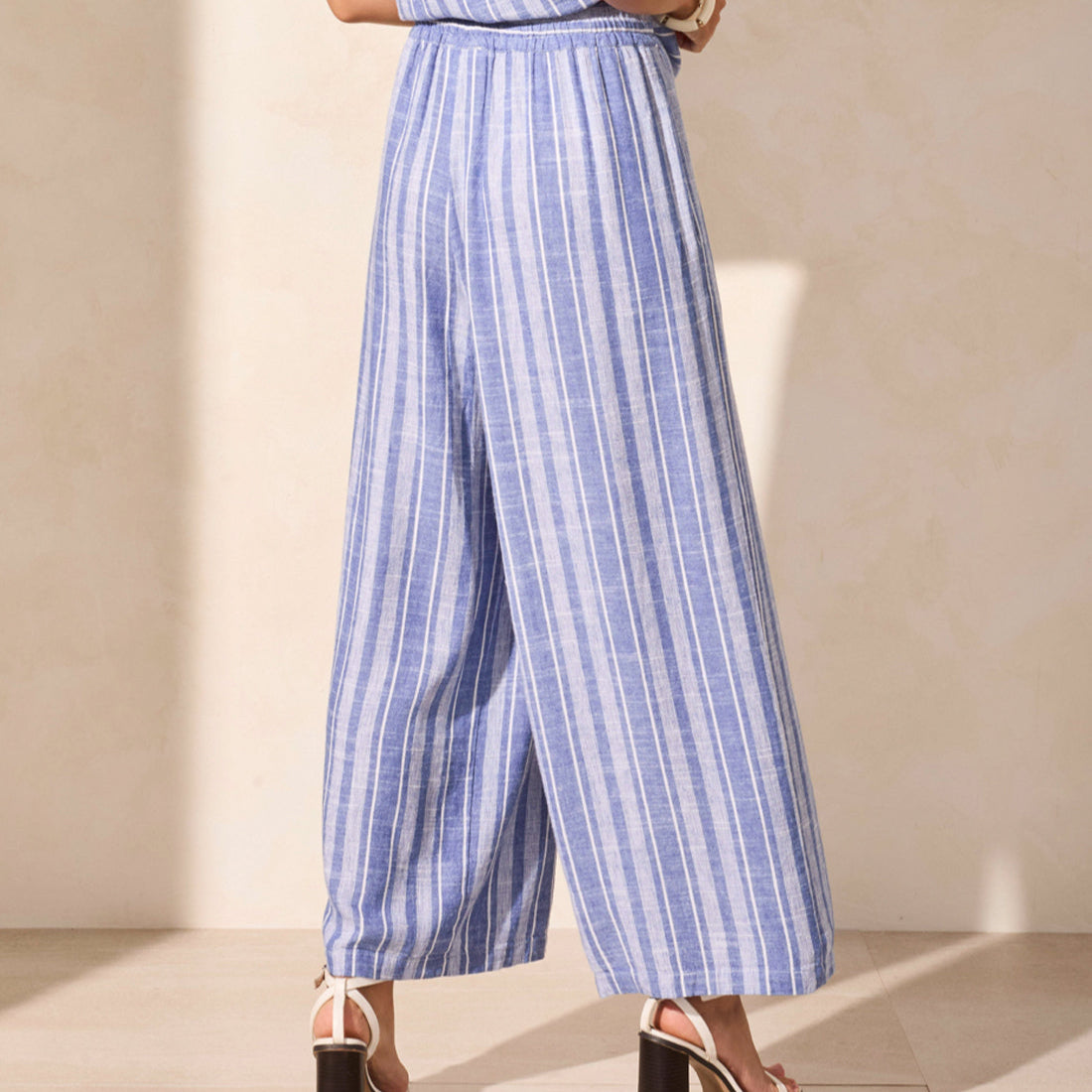Tribal - Striped Flowy Cropped Pants