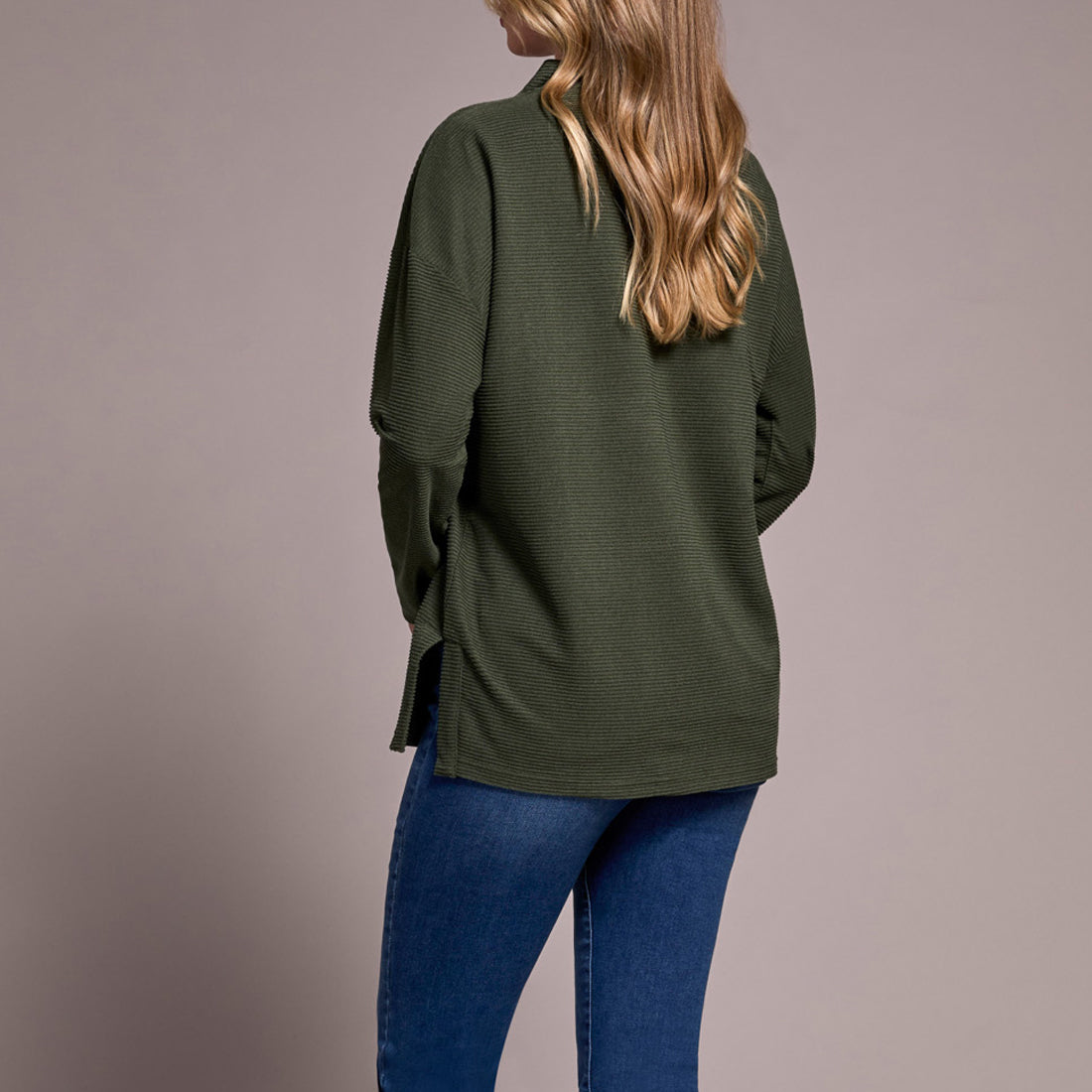 Tribal - Funnel Neck Tunic With Side Slits