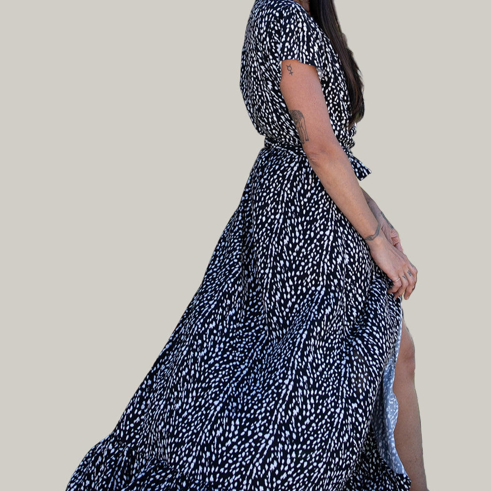 Tribal - Short Sleeve Wrap Maxi Dress