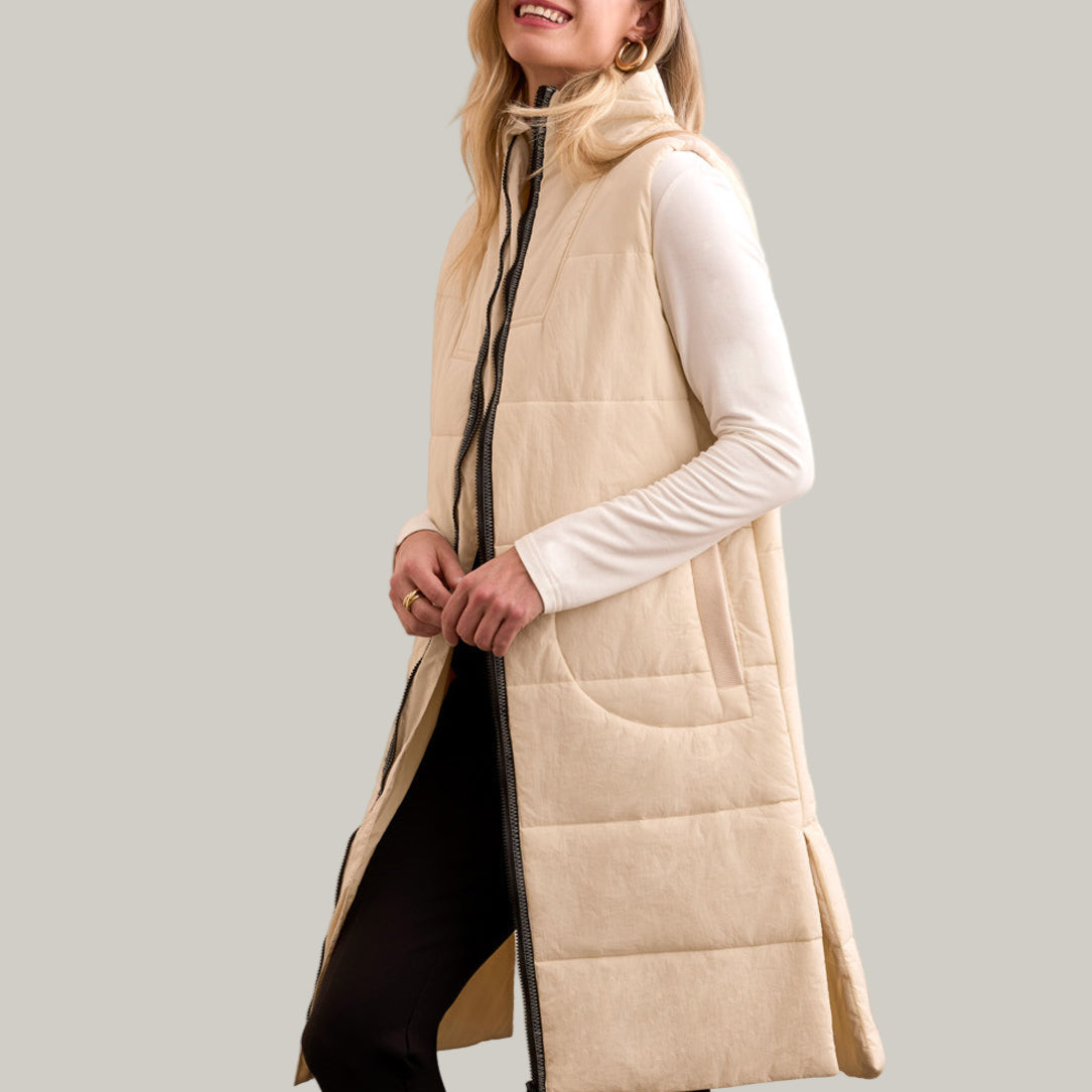 Tribal - Long Zip-Front Quilted Vest