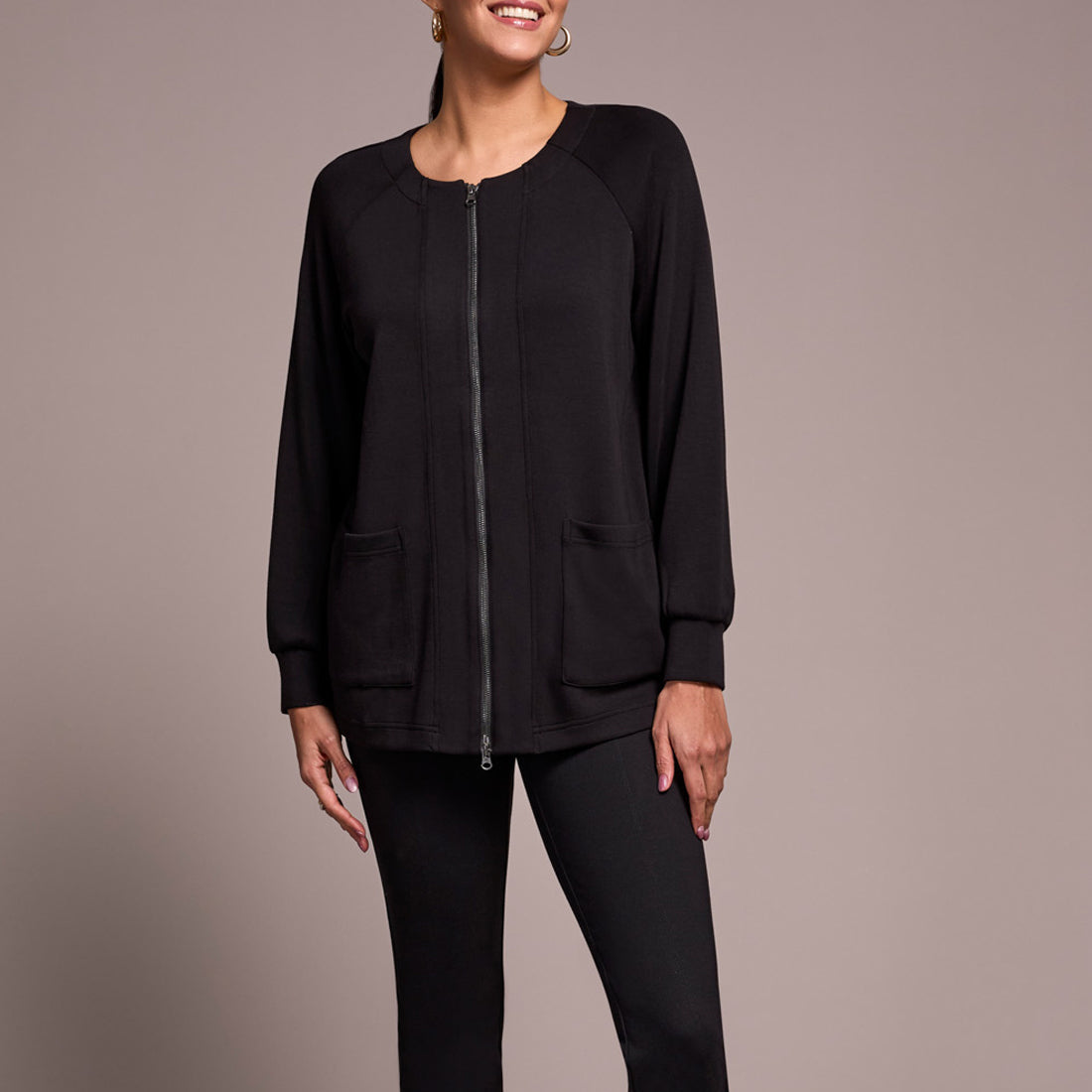 Tribal - Long Sleeve Cardigan With 2 Way Zipper