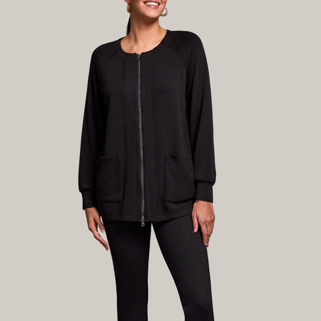 Tribal - Long Sleeve Cardigan With 2 Way Zipper