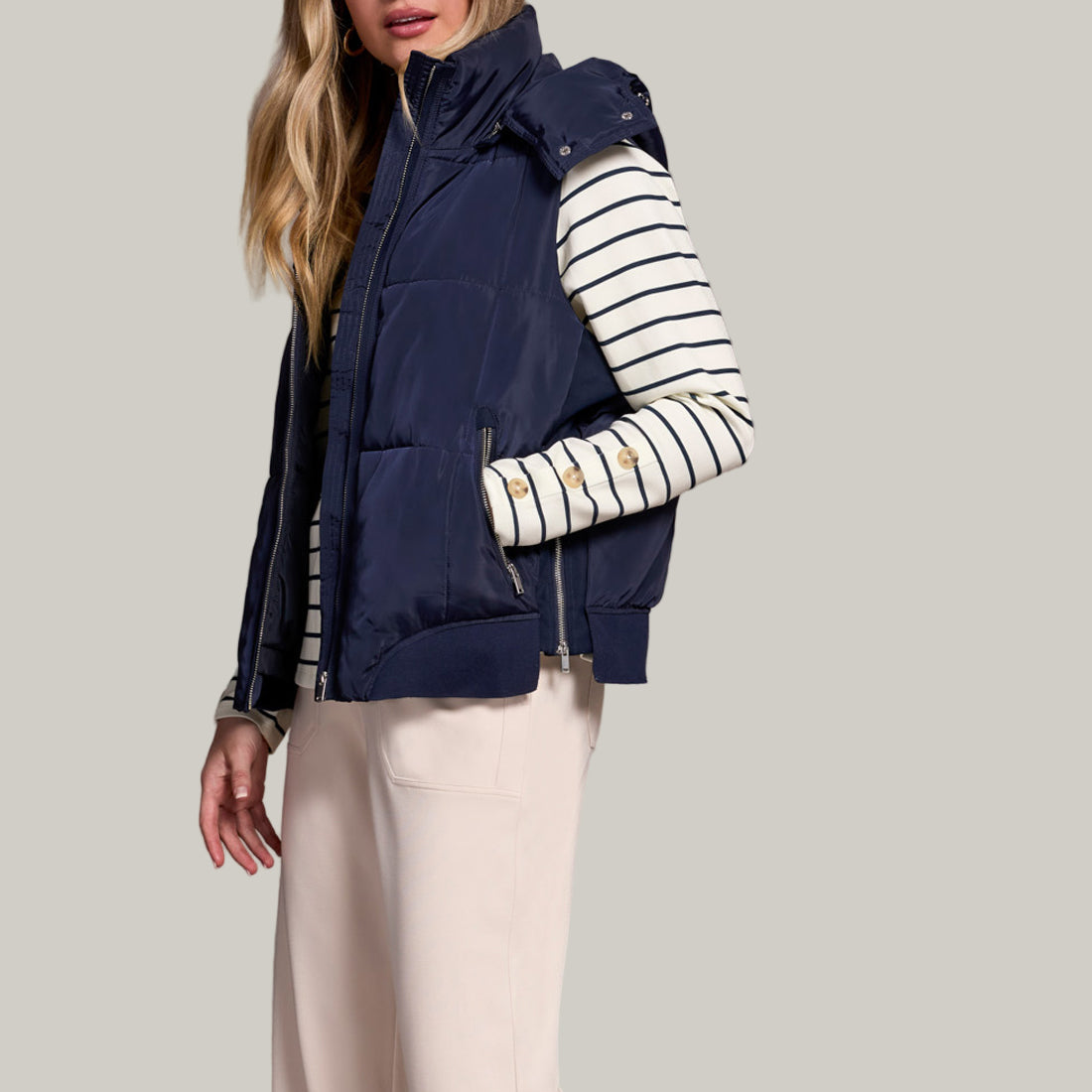 Tribal - Quilted Vest With Removable Hood